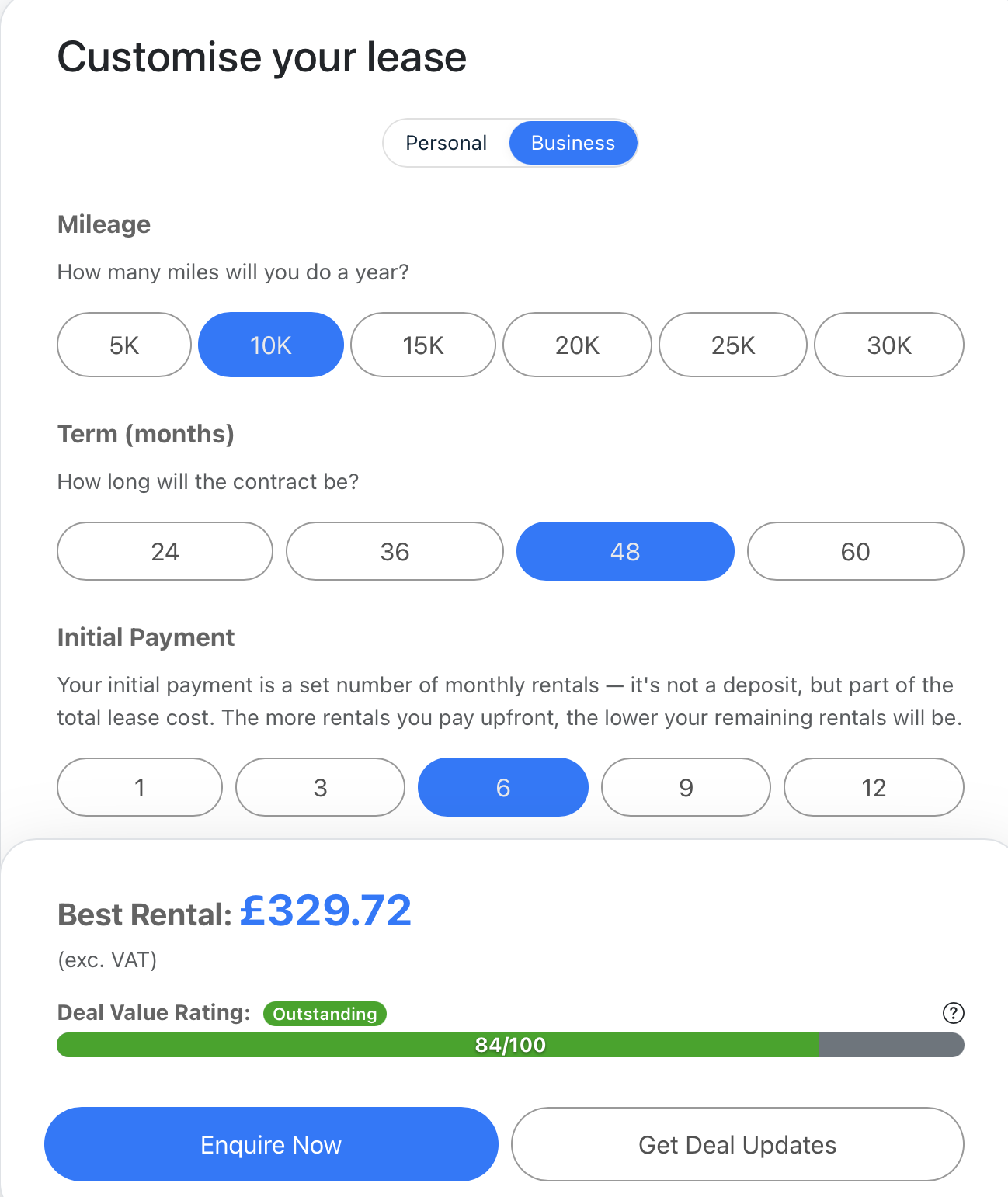 Design your own contract and see value instantly